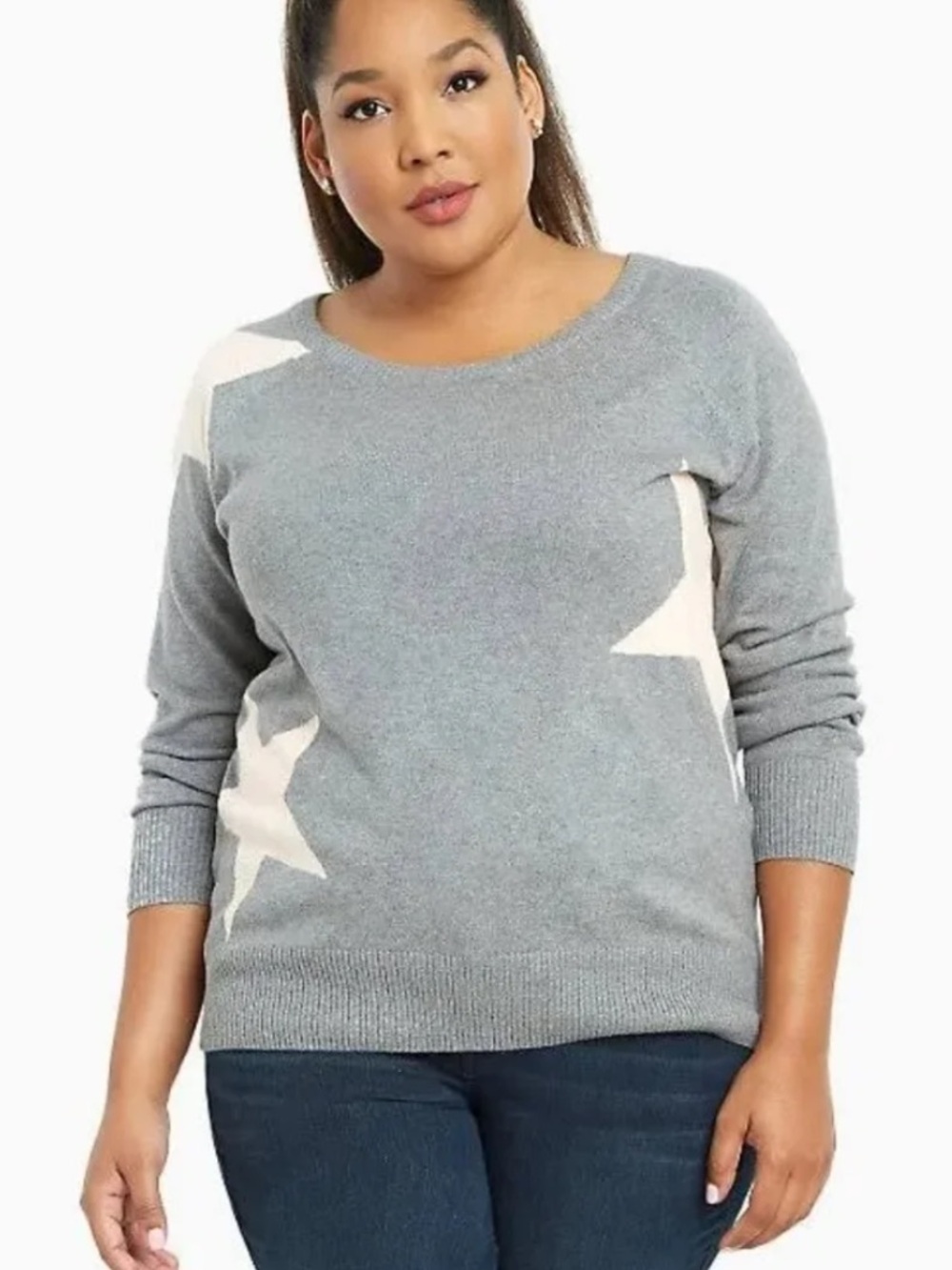 Torrid Plus Size Star Print Sweater in Grey size 5X